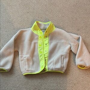 Old Navy Cream and Neon Yellow Fleece Jacket